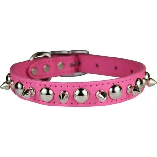 Omni Pet, Leather Spike/Stud Dog Collar, 3/4 X 16 Inches,Pink
