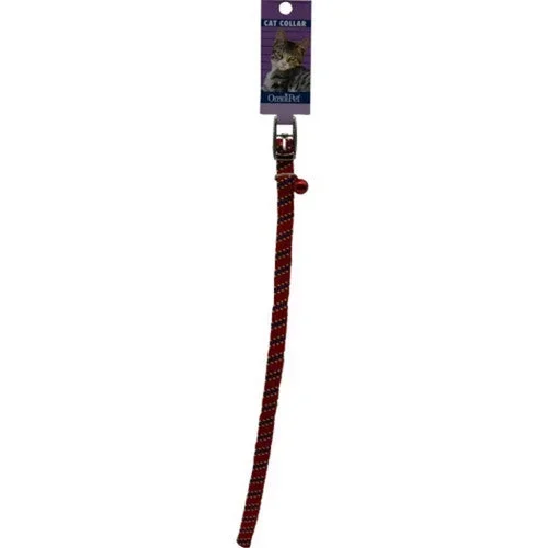 Omni Pet, Pattern Stretch Cat Kwik Klip Collar W/ Bell, 3/8 X 8-14 Inches,Red