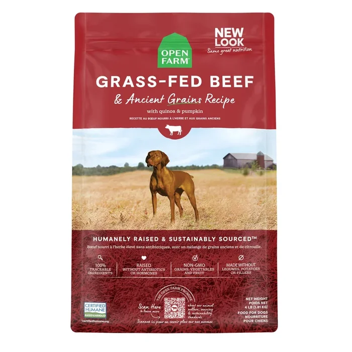 Open Farm Grass-Fed Beef and Ancient Grains Dry Dog Food – 4 Lbs