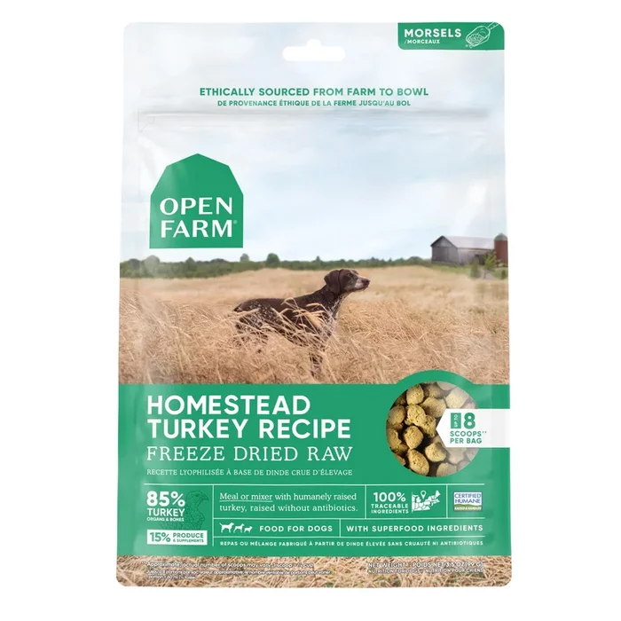 Open Farm Homestead Turkey Morsals Freeze-Dried Raw Dog Food – 3.5 Oz