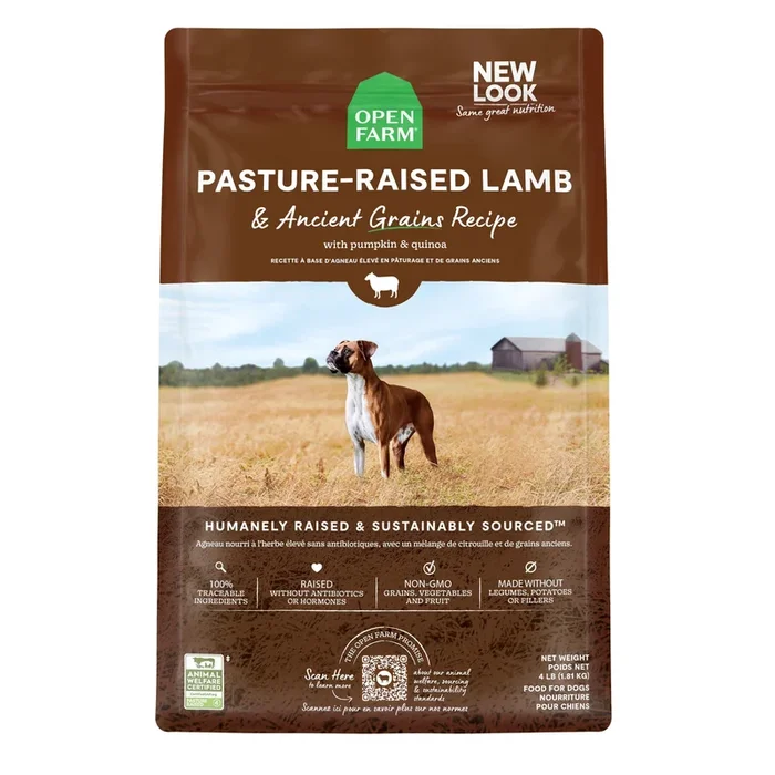 Open Farm Pasture-Raised Lamb and Ancient Grains Recipe Dry Dog Food – 4 Lbs