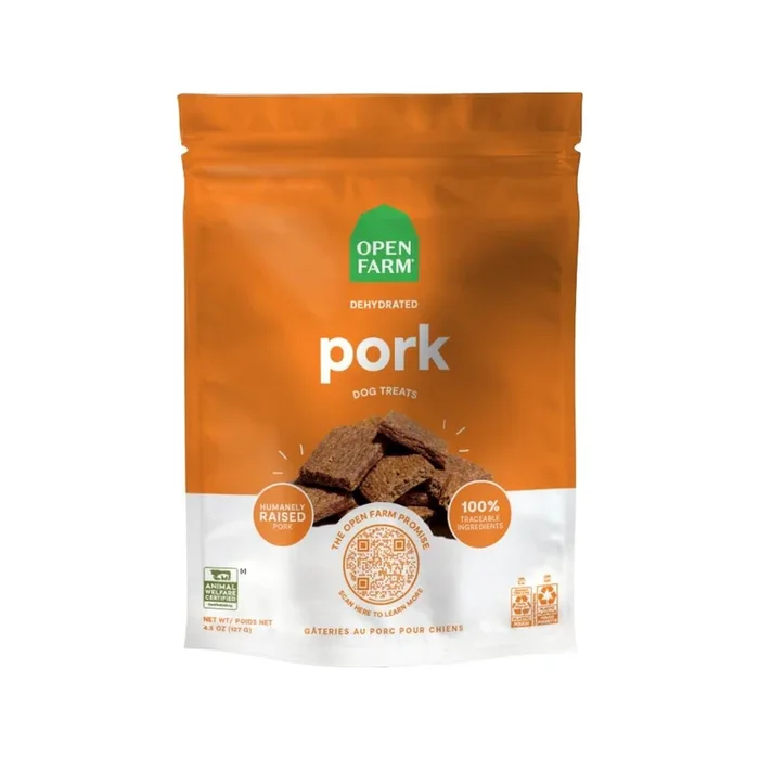 Open Farm Pork Flavored Dehydrated Jerky Dog Treats – 4.5 Oz – Case of 6