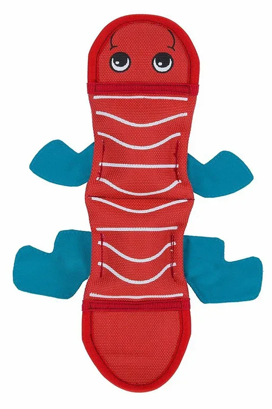 Outward Hound Fire Biterz Lizard Squeak and Plush Durable Nylon Dog Toy – Red – Medium