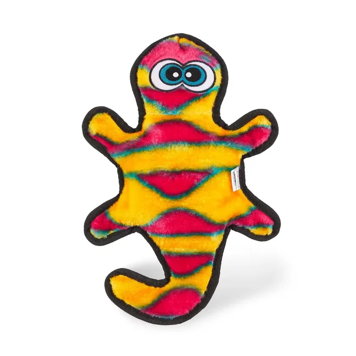 Outward Hound Invinceables No-Stuffing Durable Gecko Soft Squeak Dog Toy – Orange – Medium