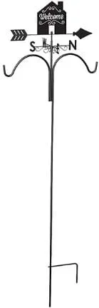 Panacea Products Welcome House Weathervane Shepherd Hook Wild Bird Accessories – Black – 78 In – 4 Pack