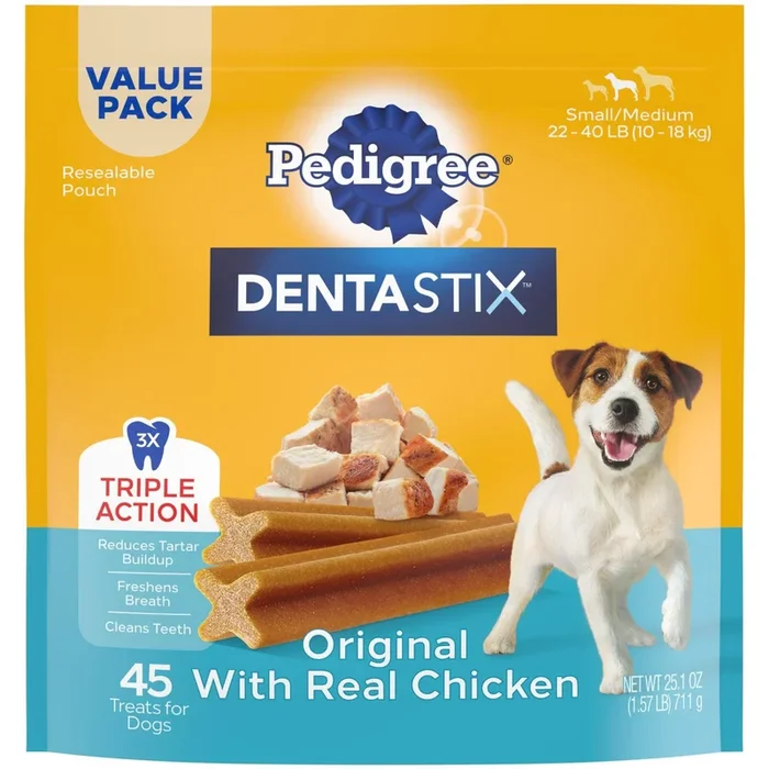 Pedigree DentaStix Original Dental Dog Chews Treats – Small/Medium – 1.57 Lbs – Case of 4