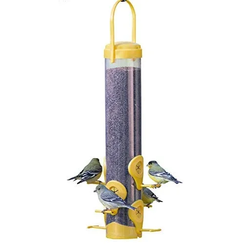 Perky-Pet Classic Plastic Finch Tubed Wild Bird Feeder – Yellow – 1 Lb Cap