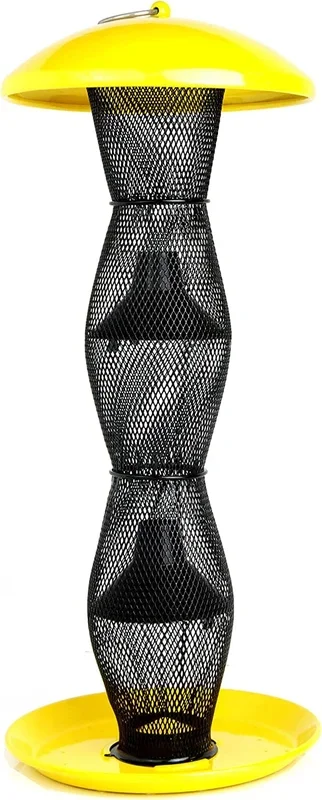 Perky-Pet Mesh Finch Pinch Tube Wild Bird Feeder – Yellow – 2 Lbs Cap