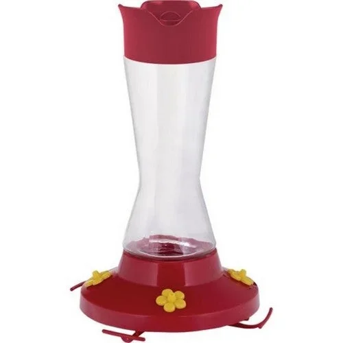 Perky-Pet, Pinch Waist Glass Hummingbird Feeder, 16 Oz CAP, Red