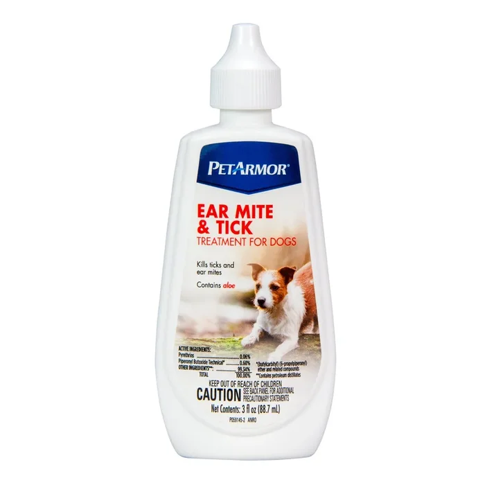 Pet Armor Ear Mite and Tick Topical Treatment Medicine with Aloe for Dogs – 3 Oz