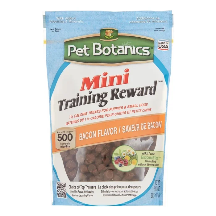 Pet Botanics Training Rewards Mini Bacon Flavor Soft and Chewy Training Dog Treats – 10 Oz