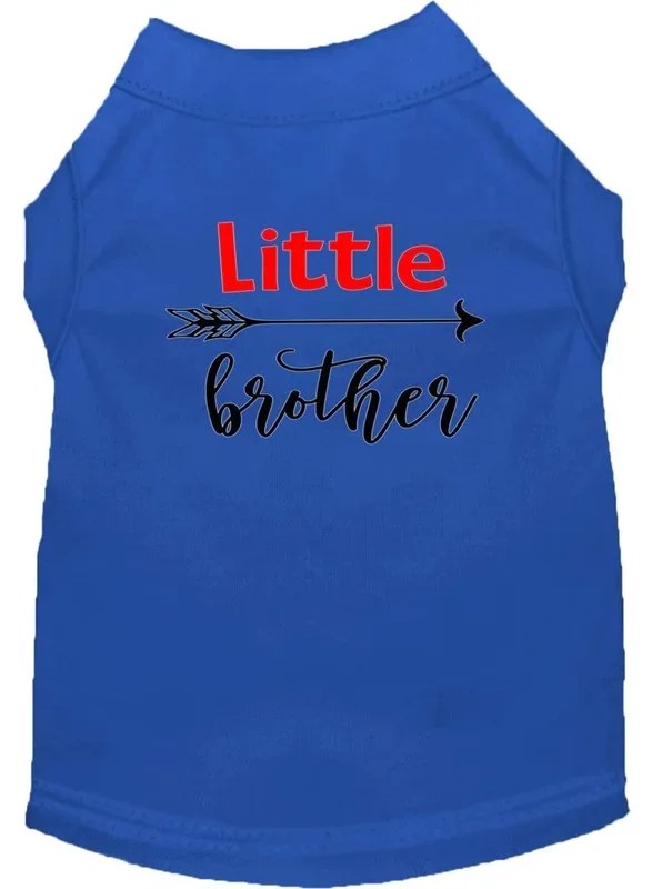 Pet Dog & Cat Shirt Screen Printed, “Little Brother” Blue XL (14-20 lbs.)