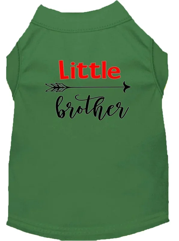 Pet Dog & Cat Shirt Screen Printed, “Little Brother” Emerald Green MD (6-10 lbs.)