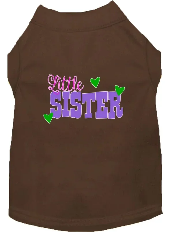 Pet Dog & Cat Shirt Screen Printed, “Little Sister” Brown 2XL (20-25 lbs.)