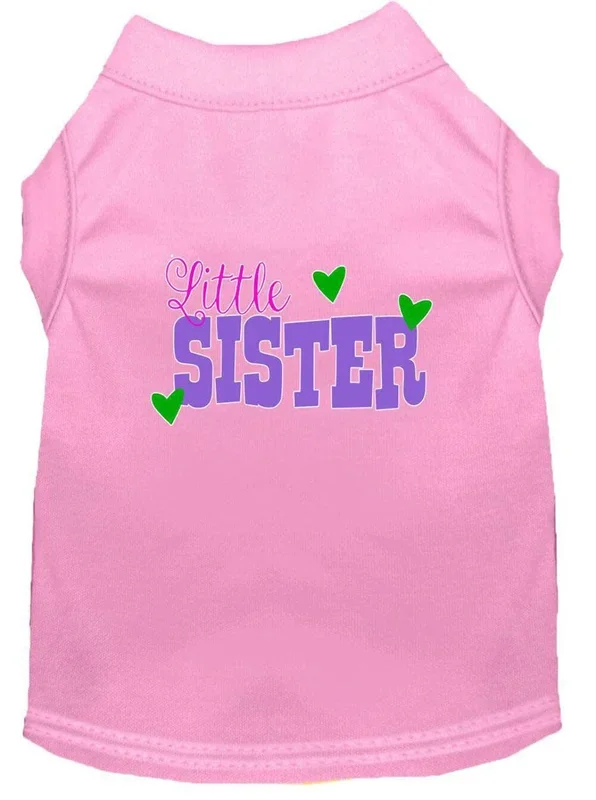 Pet Dog & Cat Shirt Screen Printed, “Little Sister” Light Pink XL (14-20 lbs.)