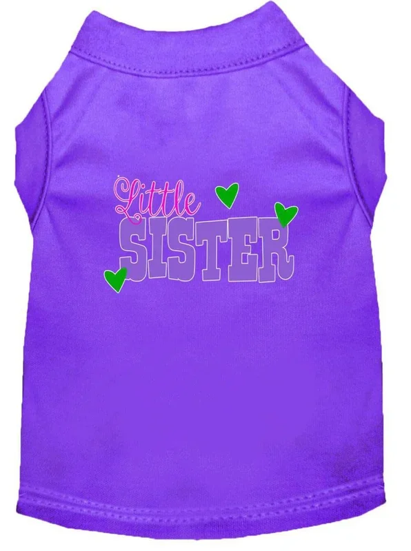 Pet Dog & Cat Shirt Screen Printed, “Little Sister” Purple LG (10-14 lbs.)