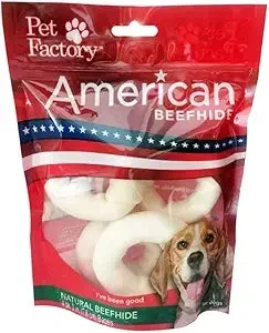 Pet Factory American Beefhide Bagels Natural Dog Chews – 3 Inch – 4 Pack