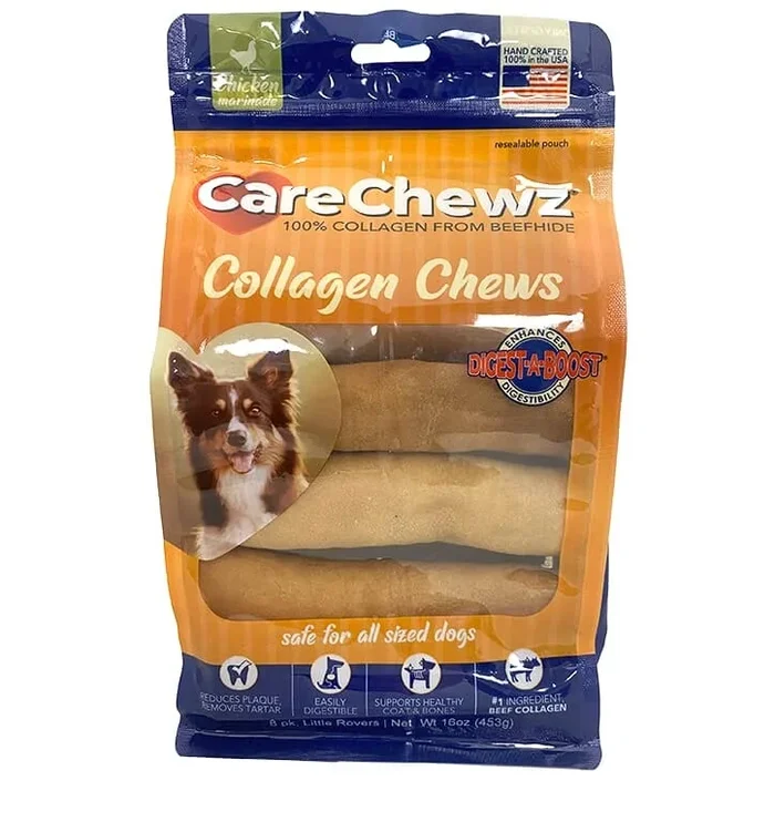 Pet Factory Carechewzâ® Collagen Little Rovers Marinade Natural Dog Chews – Chicken – 16 Oz – 8 Pack