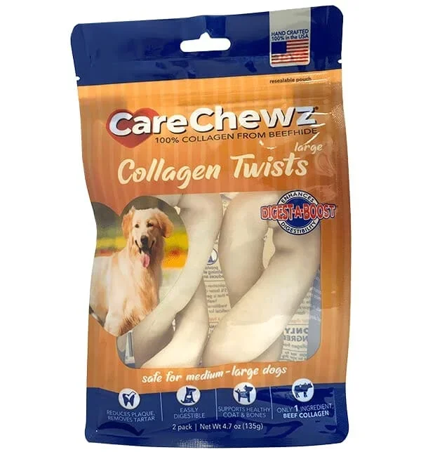Pet Factory Carechewzâ® Collagen Twists Natural Dog Chews – Natural – 4.7 Oz – 2 Pack
