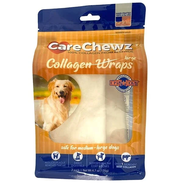 Pet Factory Carechewzâ® Collagen Wraps Natural Dog Chews – Natural – 4.7 Oz – 2 Pack