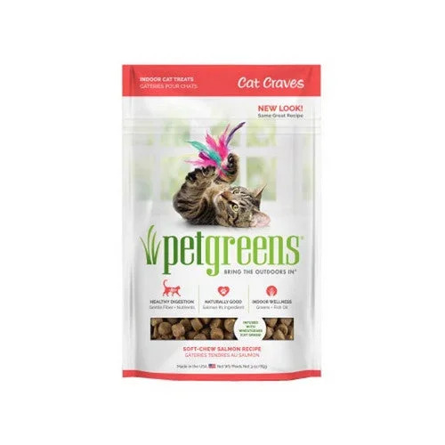 Pet Greens, Cat Craves Semi Moist Soft Cat Treats Salmon, 1 Count / 3 Oz (Semi Moist)