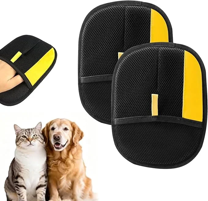 Pet Hair Removal Glove,The Magic Brush pet Hair Remover,furhero mitt,Reusable Cat Dog Grooming Gloves Pets Hair for Dogs,Cats & Horse(2PCS)