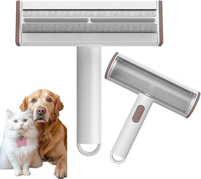 Pet Hair Remover & Lint Roller- Remove Cat/Dog Hair from Car Interiors, Furniture, Couch, Carpet and Bedding – Reusable & Washable Animal Fur Removal Tool for Pet Owners (Brown & White)