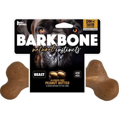 Pet Qwerks, Dinosaur Barkbone Usa Wood Dog Chew, BEAST,Peanut Butter