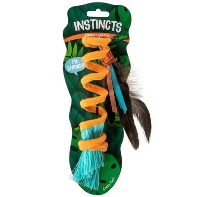 Petlinks SmartyKat Instincts Crazy Coil Springy and Feather Cat Toy – Orange – Large