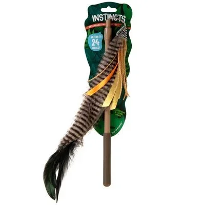 Petlinks SmartyKat Instincts HappyNip Fly N’ Frenzy Catnip and Silvervine Extendable Cat Teaser Wand – 24 Inch