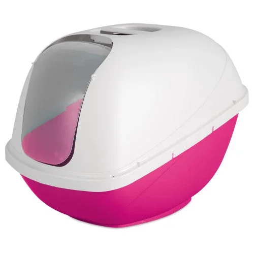 Petmate, Petmate Basic Hooded Cat Litter Box, Hot Pink Base/Pearl White Hood, 1 Each/Jumbo