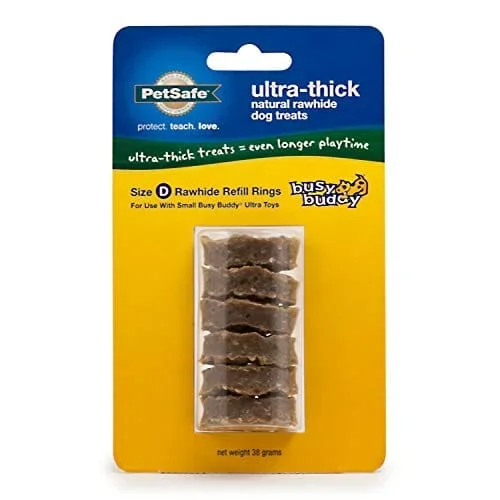 Petsafe Busy Buddy Ultra Thick Natural Rawhide Rings Natural Dog Chews – Natural – Small – 6 Pack