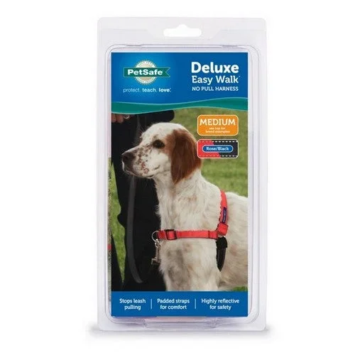 PetSafe, PetSafe Deluxe Easy Walk Steel Dog Harness, Black/Rose, Medium