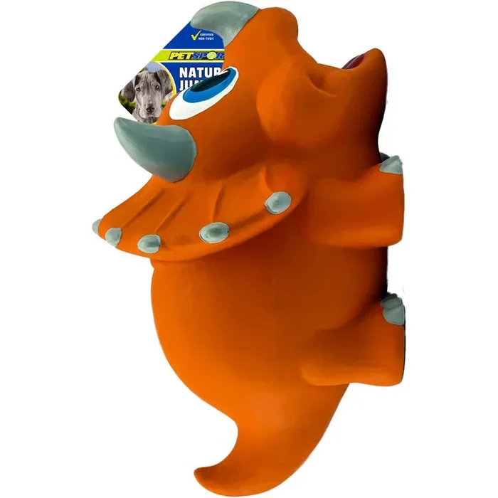 Petsport USA, Petsport USA NaturFlex Dinosaur Latex Dog Toy, Triceratops, 12 Inches, Jumbo