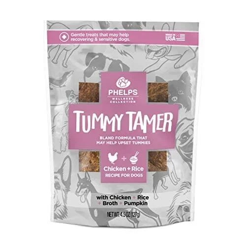 Phelps Wellness Collection Tummy Tamer Bland Recipe Soft and Chewy Dog Treats – Chicken and Rice – 4.5 Oz