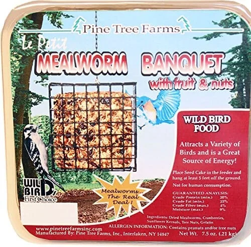 Pine Tree Farms Le Petit Mealworm Banquet Cake Wild Bird Food – 7.5 Oz
