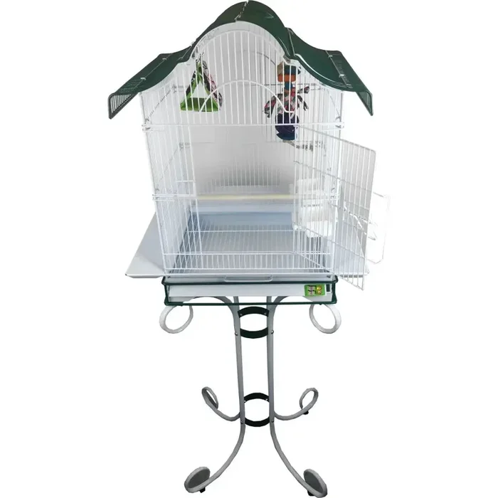 Pitch Roof Bird Cage With Stand 16″X14″58″