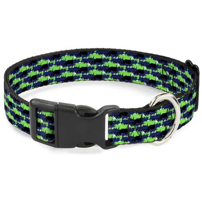 Plastic Clip Collar – Abstract Scribble Black/Blue/Neon Green