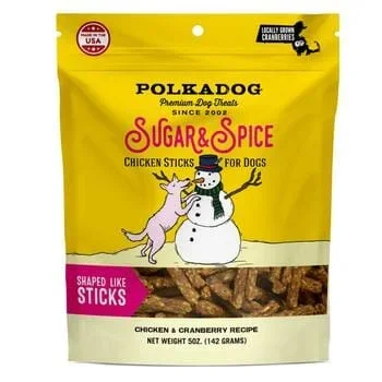 Polka Dog Bakery Chicken Cranberry Sugar and Spice Chicken Dehydrated Dog Treats – 5 Oz Pouch
