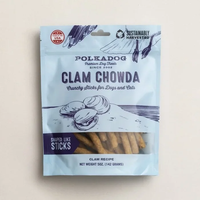 Polka Dog Bakery Clam Chowda Sticks Dehydrated Dog Treats – 5 Lbs Bulk