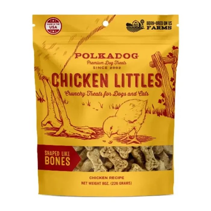 Polka Dog Chicken Littles Bone Shaped Dog Treats 8oz Bag