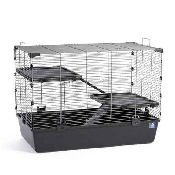 Prevue Pet Products Metal Suburban Home Universal Small Animal Cage with Ramp – L:32.5 X W:19 X H:23 Inches