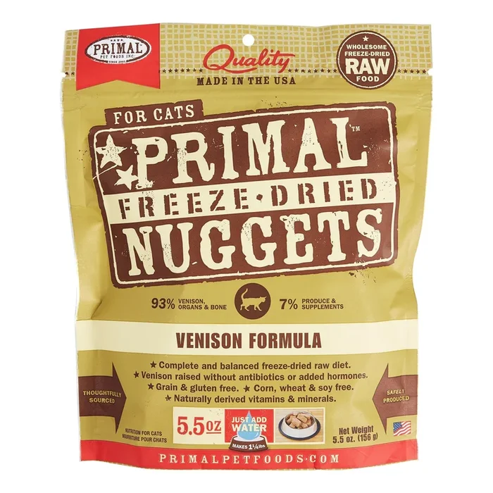 Primal Freeze-Dried Cat Food Nuggets Venison – 5.5 Oz