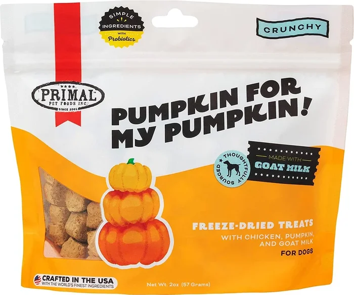 Primal PUMPKIN FOR MY PUMPKIN Chicken Pumpkin with Goat Milk Freeze-Dried Dog Treats – 2 Oz