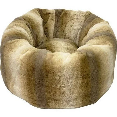 Pup Ice, Sleep Zone Faux Fur Round Bed, 19 Inches, Brown