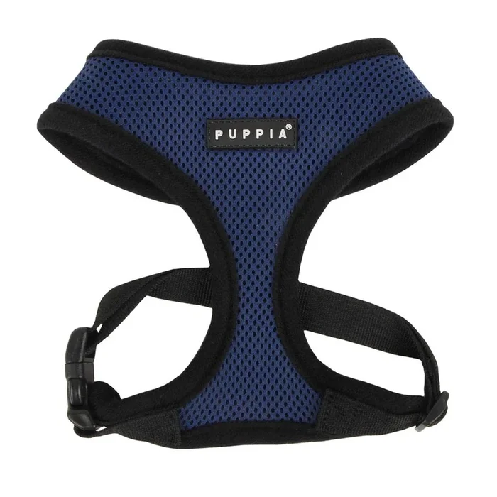 Puppia Soft Dog Harness No Choke Over-The-Head Triple Layered Breathable Mesh Adjustable Chest Belt And Quick-Release Buckle, Royal Blue, Small