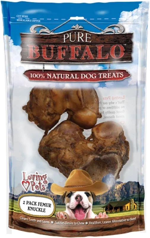 Pure Buffalo Meaty Femur Knuckle Dog Treats, 2 pk