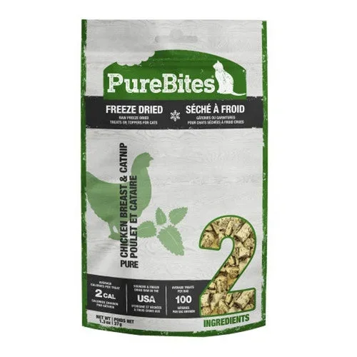 PureBites, Freeze Dried Cat Treats Chicken Breast and Catnip, 1 Count (1.3 Oz)