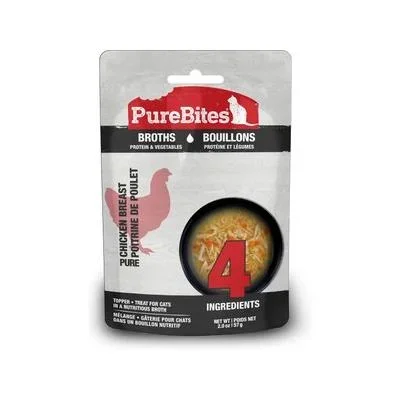 Purebites Limited Ingredient Pure Chicken and Vegetables Broth Wet Cat Food Topper and Treat Pouch – 2 Oz – Case of 18