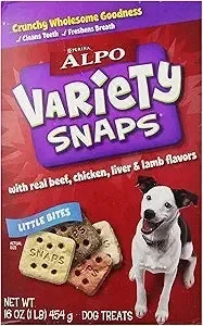 Purina Alpo Variety Snaps Little Bites Beef Chicken Liver and Lamb Crunchy Dog Treats – 16 Oz – 5 Pack